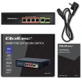 Qoltec Przełącznik sieciowy SWITCH FAST ETHERNET PoE 4x RJ45 PoE 1x RJ45Uplink 1x SFP | 65W | 1000 Mb/s