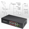 Qoltec Przełącznik sieciowy SWITCH FAST Ethernet 8x RJ45 PoE 2x RJ45 Uplink 1x SFP | 120W | 1000Mb/s