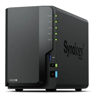Synology Serwer NAS DS225+ 2x0HDD J4125 2GB DDR4 1xGbE 1x2,5GbE 3Y