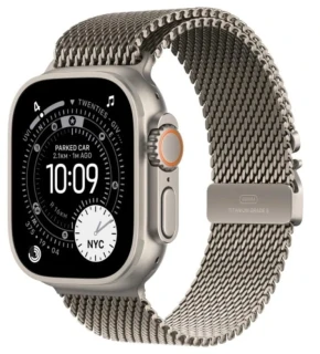 Apple Watch Ultra 3 GPS + Cellular, koperta 49 mm z tytanu w kolorze naturalnym, bransoleta mediolańska z tytanu w kolorze naturalnym - rozmiar S