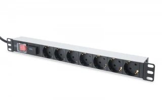 Digitus Listwa zasilająca PDU 19 cali RACK 7xSchuko, 2m 1xSchuko, 16A, wł./wył., zab.przepięciowe, aluminiowa