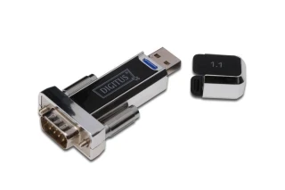 Digitus Konwerter / Adapter USB-A 1.1 męski do RS232 (DB9) męski | Chipset Prolific PL2303GT | Mocowanie na śruby | z dodatkowym kablem 0.8m
