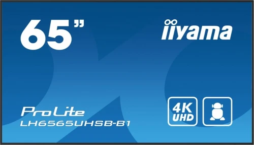 IIYAMA *IIYAMA 65'LH6565UHSB-B1, 24/7,IPS,ANDROID.11,4K,800cd, iiSignage2, SDM, 2x HDMI, DP, 2x USB,2x 10W, RJ45, WiFi, 4/32GB, PION/POZIOM, 400x4