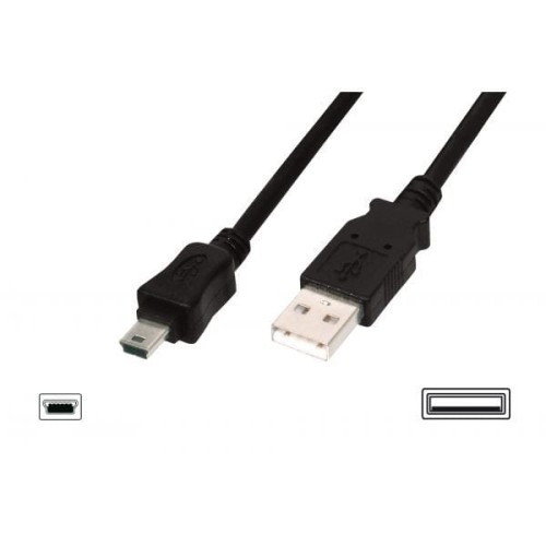 Digitus Kabel połączeniowy USB 2.0 HighSpeed "Canon" Typ USB A/miniUSB B (5pin) M/M czarny 1m