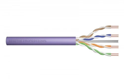 Digitus Kabel teleinformatyczny instalacyjny kat.6, U/UTP, Dca, drut, AWG 23/1, LSOH, 100m, fioletowy